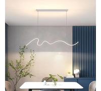 Lampe à suspension moderne lampe à suspension LED table à manger dimmable télécommande lampe à suspension Design linéaire hauteur réglable lampe de cuisine suspension Restaurant Bureau (blanc, 150cm)