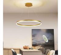 Lampe À Suspension Moderne Table À Manger LED Lampe Suspendue Anneaux avec Télécommande Dimmable Salle À Manger Lampe Pendentif Hauteur Réglable Salon Cuisine Salle À Manger Lustre (Taille : Gold 60c