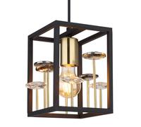 Lampe à suspension noire or Lampe de salon cristaux, métal fumé,1x E27 , LxlxH 15x15x120 cm