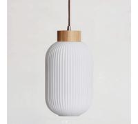 Lampe à suspension pour îlot de cuisine japonaise, lampes suspendues à abat-jour en verre à rayures cylindriques, kit d'éclairage sur pied E27, lampes à suspension industrielles rétro pour chambre à c