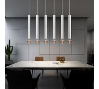 Lampe à suspension pour table à manger, lampe suspendue à 6 flammes, lampe de table à manger réglable en hauteur, métal blanc, 6 douilles E27, LxH 110x150 cm
