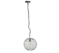 Lampe à suspension rétro argentée lampe de salle à manger cage à suspendre grille de lampe boule, métal, 1x douille E27, DxH 30 x environ 108 cm