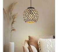 Lampe à Suspension Salle à Manger Hauteur Réglable Métal Bambou E27