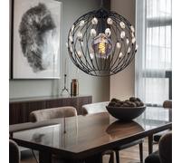 Lampe à Suspension Salle à Manger K5 Cristaux Rétro Noir H 120cm