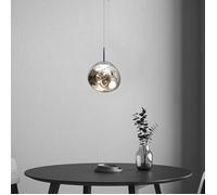 Lampe à suspension - SMOTOP - Sphère verre Ø20 cm - Gris/Argent - E27 60W