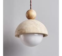 Lampe à suspension sphérique en pierre naturelle E27, petite lampe à suspension rétro rustique, éclairage suspendu de style Wabi-sabi for îlot de cuisine, salle à manger - Lampes à suspension en bois