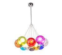 Lampe à Suspension Sphérique en Verre de Couleur, Luminaire Moderne Basé sur des Ampoules G4, Boule Colorée Lustre Pendentif pour Chambre Salon Couloir Restaurant Café