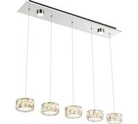 Lampe à suspension suspension cristaux de verre lampe de salle à manger suspension chrome, LED 48W 3700Lm blanc neutre, LxPxH 82x16x120 cm