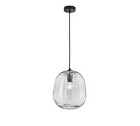 Lampe à suspension Verre fumé Lampe de salon Rétro Lampe de table à manger, métal noir, 1x E27, DxH 29 x 140 cm