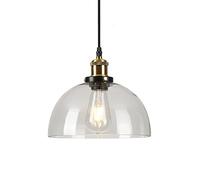 Lampe à suspension vintage industrielle avec abat-jour en forme de dôme en verre, lampe à suspension rétro Loft Bar E27 en finition bronze, lustre de cuisine et de salle à manger (transparent) HGCHH