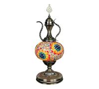 Lampe à vin Turque en mosaïque Artisanale, pichet en Verre marocain, théière bohème, Table de Chevet, luminaire pour Salon, Chambre à Coucher, Bureau, décoration de Chevet (Orange A)
