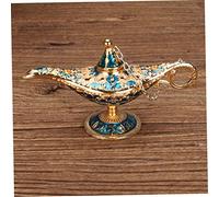Lampe Aladdin, lampe de génie magique vintage en alliage de zinc bleu doré, décoration table pour la maison et accessoire costume