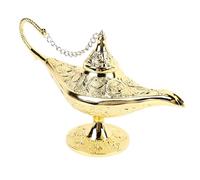 Lampe Aladin Décoration, 22×12×7.5cmRétro Lampe de Génie de Légende Magique, Vintage Aladdin Métal Accessoires de Table, Prop Décoration de Bureau pour Maison Fête (Doré)