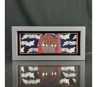 Lampe Anime Darling in The Franxxx - Boîte à lumière LED - Personnage zéro - Deux sculptures en papier - Cadre de boîte à LED - Lampe de bureau pour décoration de chambre à coucher