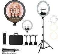 Lampe annulaire à LED, support de trépied réglable, télécommande, kit de trépied 170cm