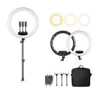 lampe annulaire à selfie de 18 pouces, luminosité variable, compatibilité polyvalente, support de bureau noir