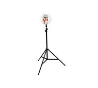 Grundig Anneau lumineux selfie 20 cm – trépied réglable 210 cm – 80 LED – 3 niveaux – USB – Noir