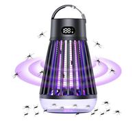 Lampe Anti Moustique 2000V,multifonctionnel 2-en-1 lampe,trois ensembles d’ondes lumineuses violettes,IPX5 Étanche,noir