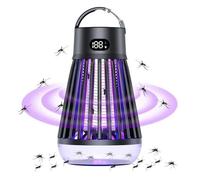 Lampe Anti Moustique 2000V,multifonctionnel 2-en-1 lampe,trois ensembles d’ondes lumineuses violettes,IPX5 Étanche,noir