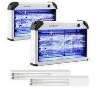 Lampe Anti Moustique, 2PCS Tue Anti Mouche Eléctrique 2400V Grille Double Face, Lampe Anti-Moustique Interieur 20W 2 lumière UV, Tueur d'Insectes Electrique, Fourni avec 2 Lampes UV supplémentaires