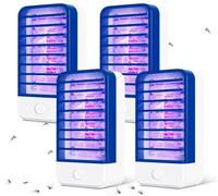 Lampe Anti Moustique 4 Pack, LED UV Anti Moustique,4W Bug Zapper Tueur De Moustiqu e,Prise Anti Insectes Electrique Bug Zapper Lampe avec Night Light pour Insectes