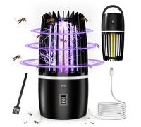 Lampe Anti Moustique, Lampe électrique Anti Insectes 4000mAh Rechargeable USB Piège à Mouche Insectes 360 ° UV Électrique Anti Moustique Veilleuse Intérieur Extérieur Veilleuse Puissant Attrayant