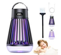 Lampe Anti Moustique Rechargeable Tue Mouche Electrique avec Lampe Camping IntéGréEs, Portable & éTanche, pour Camping, IntéRieur Et ExtéRieur (Noir)
