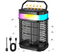 Lampe Anti Moustique Solaire Extérieur, 4200V Tue Mouche Electrique avec Recharge Solaire et USB pour la Maison, la Cour et Le Camping