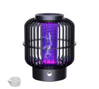 Lampe anti-moustiques, USB/solaire, à LED, avec protection contre les moustiques à 360°, portable, électrique, 1200 mA, pour l'intérieur et l'extérieur (noir USB)