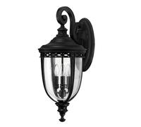 Lampe Applique Murale Acier Verre Noir de Jardin Antique 3 à Feux H 62,2 CM
