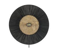 Beliani Lampe Applique Murale avec Abat-Jour Forme Soleil en Papier Noir Yaapi