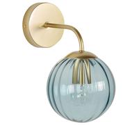 Lampe Applique Murale avec Abat-Jour Rond en Métal et Verre Bleu Isabella