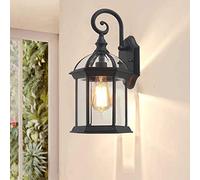 Lampe Applique Murale Extérieure Abat-jour Verre Etanche Mur de Feu Rétro E27 Rustique Antique Noir Lampe Métal aluminium Éclairage mural pour Jardin Maison Murale Balcon Patio Terrasse