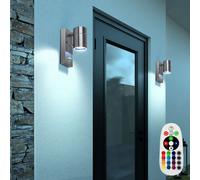 Lampe Applique Murale Feu Avant LED Télécommande Variateur Inox RGB 2x