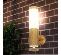 Lampe d'extérieur applique murale d'extérieur en acier inoxydable LED pour balcon, aspect bois avec LED décorative, 1x E27, LxH 8,5 x 35 cm