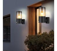 Lampe Applique Murale Hauswandleuchte E27 Mouvement Noir Fumée 2er Set