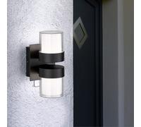 Applique LED up-down extérieur applique façade extérieur applique LED noir dessus dessous, métal plastique, 2x 8,5W 2x 750lm blanc chaud, LxH 14x24 cm