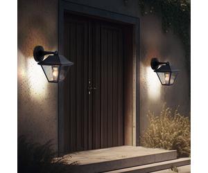 Lampe Applique Murale Lanterne Hauswandleuchte Verre Clair Aluminium Noir E27