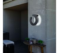 Applique murale d'extérieur LED grise, lampe de façade, lampe de jardin moderne, lampe de porte d'entrée, plastique aluminium satiné, 6W 229lm blanc chaud, DxH 30x 19 cm