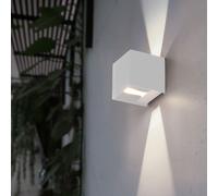 Applique d'extérieur applique murale LED UP & DOWN applique murale de maison, aluminium moulé sous pression blanc, 2x 3W 2x 290lm 3000K blanc chaud, H 10 cm
