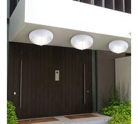 Applique murale d'extérieur lampe de façade blanche ronde porte d'entrée lampe de jardin LED, fonte d'aluminium verre, 7W 550lm blanc chaud, DxT 26x10 cm, lot de 3