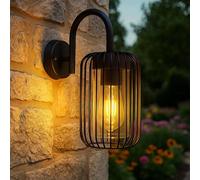 Lampe Applique Murale Luminaire de Façade LED Filament Inox Noir Grille