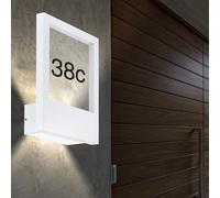 Lampe Applique Murale Luminaire de Façade Numéro Maison Up&down Alu Verre Blanc