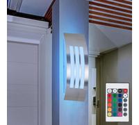 Applique murale d'extérieur dimmable avec télécommande lampe de façade applique argentée lampe de jardin LED lampe de terrasse, changement de couleur RVB, 8,5W 806lm blanc chaud, LxH 10x31,8 cm