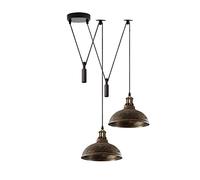 Lampe araignée suspendue à 2 têtes, abat-jour en métal de 29 cm, cordon réglable de 195 cm, culot d'ampoule Vintage Edison 60 W E27, éclairage rétro industriel, lampe (Cuivre brossé)