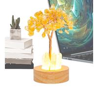 Lampe Arbre de Fortune en Cristaux Naturels Jaunes - Lampe Forme Arbre de Prospérité - Décoration Fêtes Pour Bureau Chambre Salon Salle D'étude Appartement,Cadeau Maison Anniversaire Thanksgiving