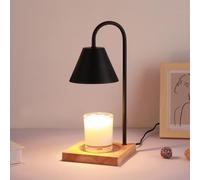 Lampe Aromathétique Simple Fer Intensité Variable Lampe à Bougie Parfumée sans Flamme (Noir, Bois)