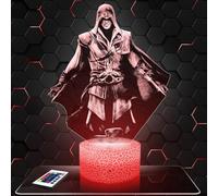 Lampe Assassin's C deco chambre garçon Lampe 3D Assassin's C objet Gaming Gamer Jeux video idée cadeau décoration lumière tamisée veilleuse deco bureau. Idée Cadeau Noel adolescent original TOP
