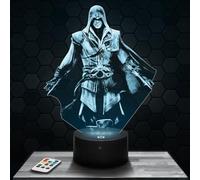 Lampe Assassin's C deco chambre garçon Lampe 3D Assassin's C objet Gaming Gamer Jeux video idée cadeau décoration lumière tamisée veilleuse deco bureau. Idée Cadeau Noel adolescent original TOP