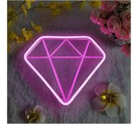 Lampe Au Néon Créative Allumer L’enseigne |enseignes Au Néon LED à Intensité Variable pour La Décoration Murale |Panneau De Néons Alimenté par Us, Pink - Diamond Shape